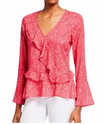 PARKER Hydrangea Ruffle Front Long Sleeve NWT Beautiful. Size Small