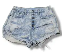 Carmar Shorts Size 27 W28"L2" Acid Washed Destroyed Distressed Jean Shorts 