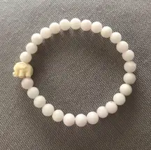 Pale Pink Beaded Elephant Bracelet