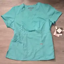 Grey's Anatomy By Barco Aqua Blue Arclux Scrub Top Size Large