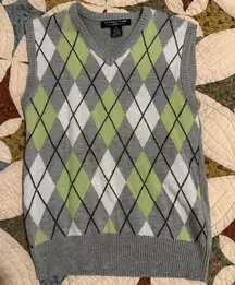 Green and grey 100% cotton argyle sweater vest. Dark academia, Rory Gilmore vibe