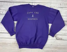 Vintage Cape Cod Sweatshirt‎ Adult Size Large Purple Embroidered Lighthouse 90s