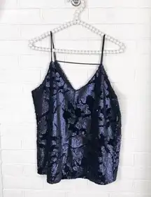 {Ro & De} NWT Sequin Velvet Strappy Tank Top