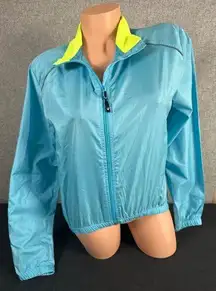 Canari Medium Womens Jacket Zip Golf Aqua Blue Yellow Lightweight Long Sleeve