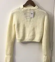 Fashion Nova Chantelle Ivory Scoop Cut Out  Sweater L Coquette Girl Cozycore NEW