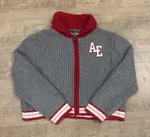 Vintage American Eagle Letterman Sweater Full Zip Up Size Large