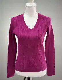 SALE! Pink Jones New York Cable Knit V-Neck Sweater Size S EUC