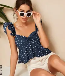 Twist Front Polka Dot Crop Top