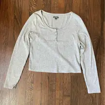 Wild fable target gray cropped Henley style ribbed top