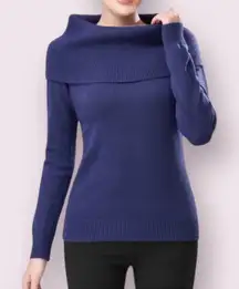 Banana Republic Women’s Blue Off Shoulder Cowl Neck Knit Sweater Size L