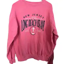 💥 Pink Crewneck Long Beach Island New Jersey Sweatshirt
