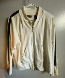 I.E. Relaxed women’s Hoodie soft white velour track zip Jacket size‎ xl athletic