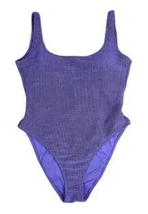 Aerie Lurex Crinkle Babewatch One Piece Swimsuit Purple Size XL