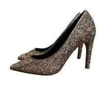 TOPSHOP Sparkly Gold Glitter Gemini Pumps • Size 6.5 • NWT
