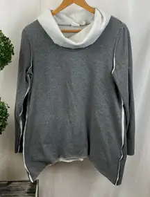 Chico’s Gray Cozy Long Sleeve Cowl Neck Asymmetric Hem Sweater Top 1 M
