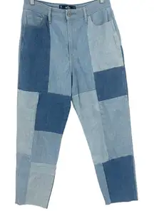Y2K Hollister Patchwork Mom Jeans Sz 11R Ultra High Rise Indie Sleaze Festival