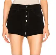 Rag & Bone Lou Suede Leather Button Up Shorts High Rise Black Size 26