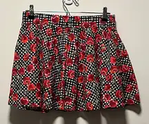 MOSCHINO Cherry Print, Red and Black Gingham, Swim Skirt, Size XS
