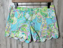 Lily Pulitzer Shorely Blue‎ Double Trouble Buttercup Shorts Womens Size 0