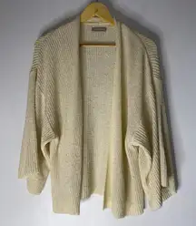 Anthropologie Cardigan Sweater Cream Open Front Half Sleeve One Size‎