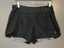 Danskin Now Shorts Womens Small Black Gray Running 2-in-1 Mesh Lined Athletic
