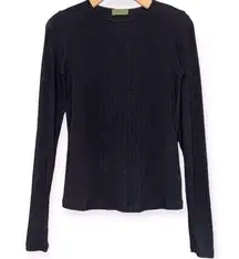 Velvet Women’s Size M Black Pintuck Front Rayon Wool Blend Long Sleeve T-Shirt