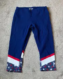 Reebok Navy Patriotic Crop Leggings SIZE S