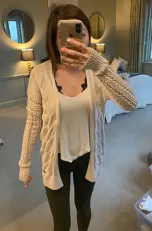 oat colored cutout cardigan