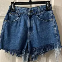 Vintage Chic Faded Cut Off fringe Denim Shorts size 6 petite