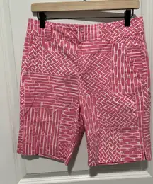 ✨ Lilly Pulitzer Women's Bamboo Print Resort Fit Zip Up Shorts Size 4‎ Pink