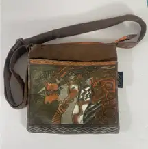 Laurel‎ Burch Cotton Crossbody Bag Tribal Horse Art Earth Tones Sun N Sand