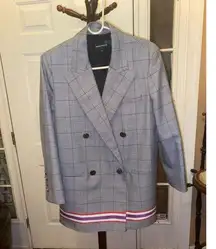 Women's Emporio Armani Blazer Size 42 Gray Plaid
