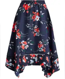 Ralph Lauren Asymmetrical Navy Floral Skirt Large