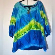 Lane Bryant Tie dye V neck Sequin blouse size 18/20 NWT