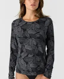 Hang Ten Black & Gray Palm Leaf Sunray Long Sleeve Sun Tee Size Medium