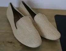 NWOT Me Too Corey Tan Raffia Slip On Flat Loafer Womens 10 Work Shoe