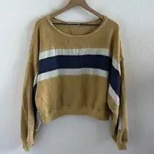 Free People We The Free Palo Alto Cotton Blend Stripe Pullover In Golden Combo L