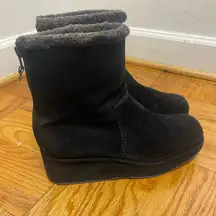Stuart weitzman black  Suede Wedge Ankle Boots