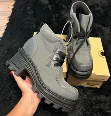 DR MARTENS Corran 3-eye suede heeled boots booties shoes new