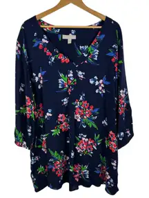 NWT Woman Within Floral Tunic Top Size
26/28 Navy Boho Flowy Cottage Comfy