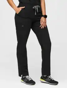 FIGS  Black Yola Skinny Technical Performance Drawcord Scrub Pants Size S