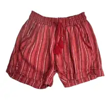 Briggs Shorts Womens XS Red‎ Pink Striped Linen Blend Casual Lightweight Summer
