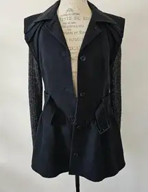 7 for all mankind 7fam Black Wool Sleeve Blazer Jacket drop waist peplum
