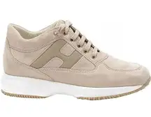 Hogan Interactive Sneakers 100% Suede Lace Up Sequins Gold Brown 37 7