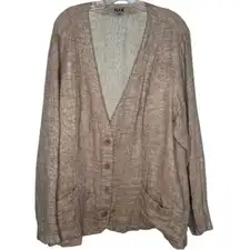 Flax 100% Linen Brown V Neck Blazer 4 Button Size 1G (16-18)