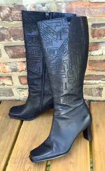Chico's BRANELLI Black Embroidered genuine leather boots 🖤🖤🖤