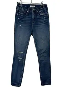 Good American Good Legs Crop High Rise Skinny Distressed Blue 377 BLUEST7 SZ 25