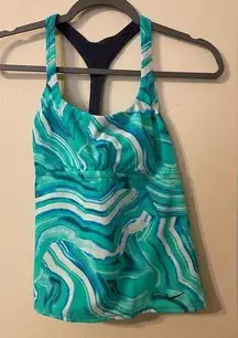 Womens Nike Teal Green White Tankini Swimsuit Top Size Medium