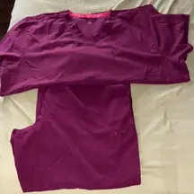 Carhartt Magenta matched top and pants scrub set