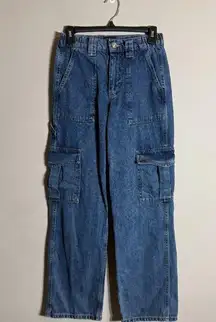 BDG Urban Outfitters Elastic Skate Cargo Jeans Womens 25 Blue Denim Straight Leg